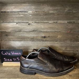 Mens Cole Haan Brown Pebbled Leather Slip On Dress Loafers Shoes Size 11.5 M GUC